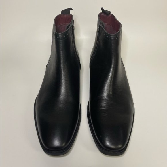 Silver Street Leather Boots Men's Size 8 Wide Fit Black Flat Brogue Style NEW - Picture 3 of 14